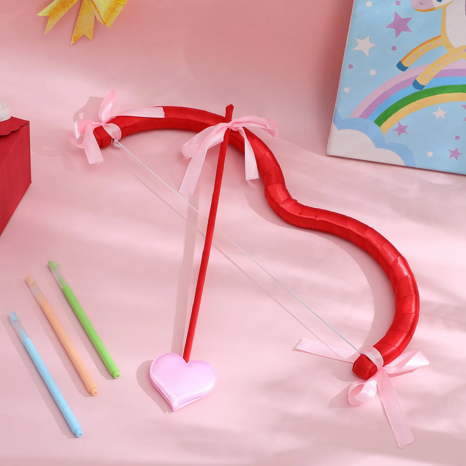 Arco de Cupido de Espuma con Flecha, Accesorio de Disfraz para Fiesta de Cosplay, Regalo de San Valentín para Mujer, Mini Arco Rojo
