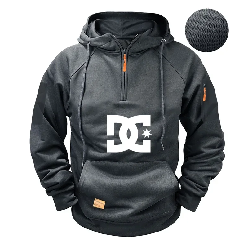

New men's fashion zippered pullover, long-sleeved sweatshirt, casual autumn sweatshirt, multi-pocket spring and autumn style