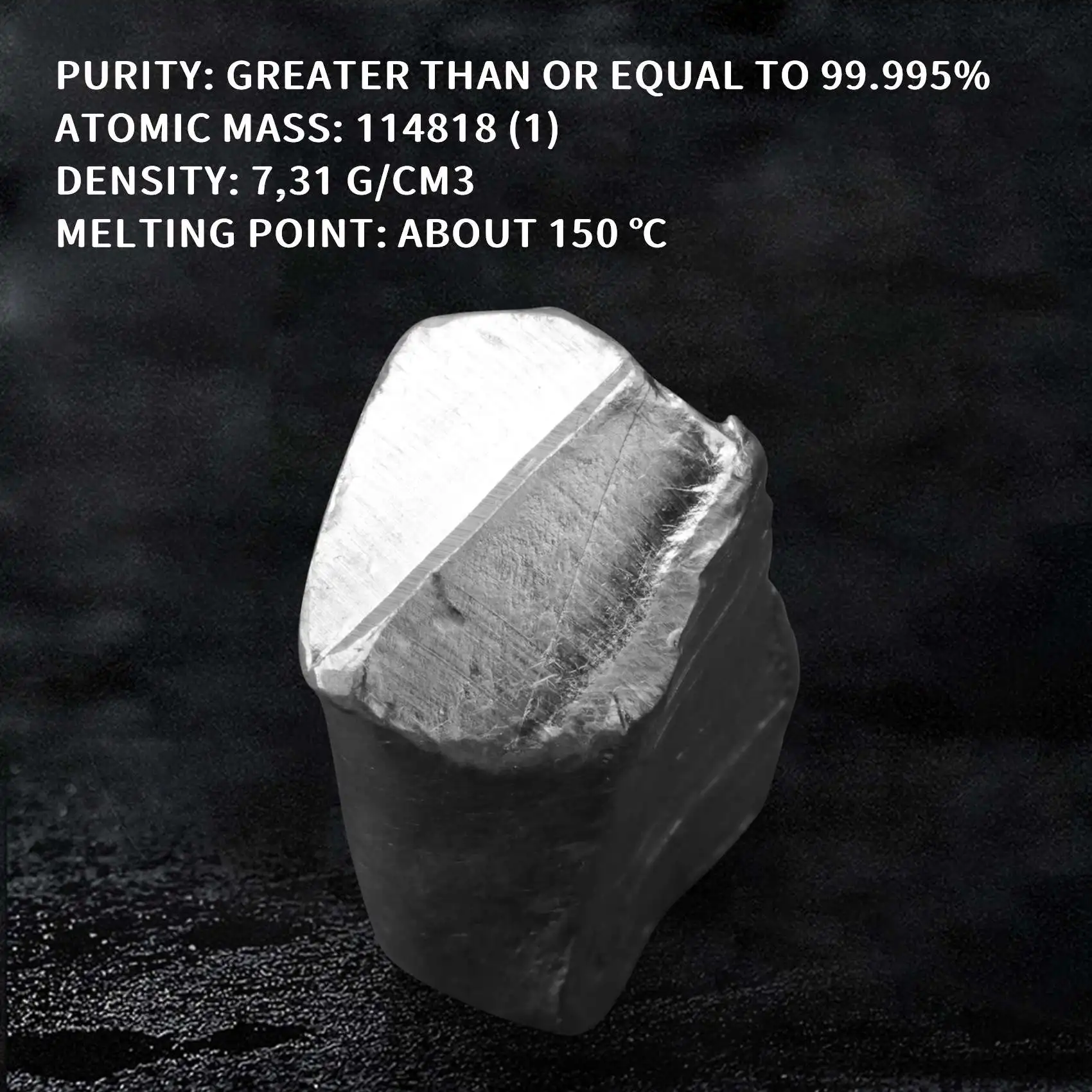 20G 99.995% High Purity Pure Indium in Metal Bar Blocks Ingots Sample 150 Degree Melting Point for Lab Experiments