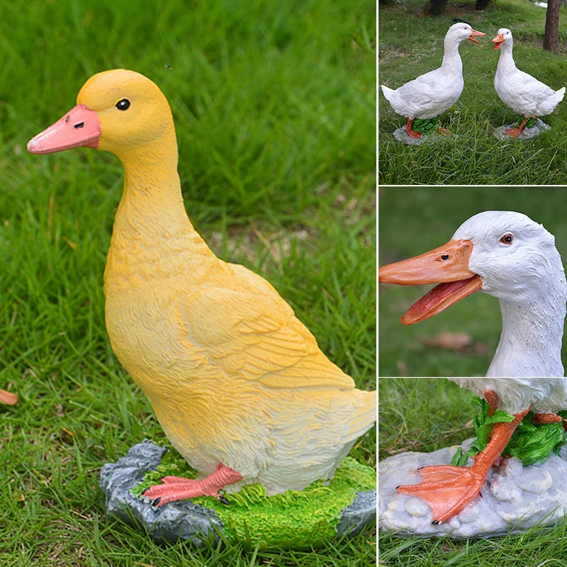 Resin Duck Figurines Miniature Fairy Garden Decoration Outdoor Statue Yard Ornament for Pool Home Garden Pool Pond Decor