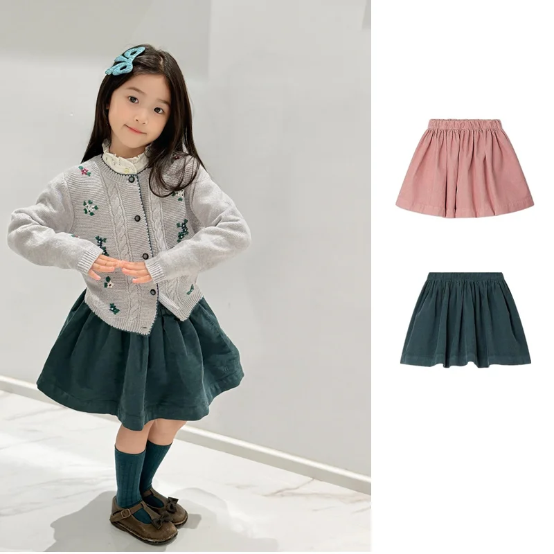 

Mother & Kids Girls Skirt 2025 Winter Swet Kids Corduroy Dress Skirts Bottom Children's Clothing Girls Casual Dresses