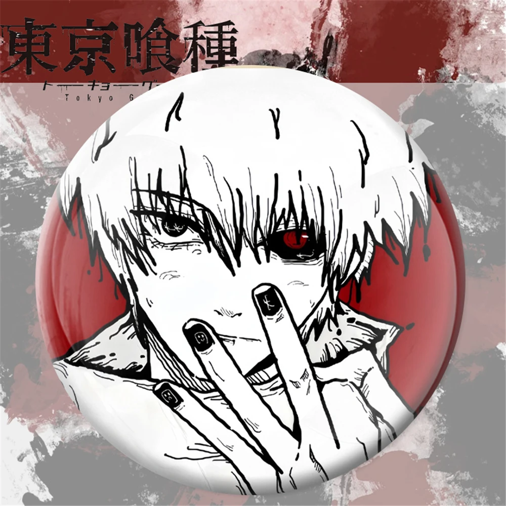58 مللي متر أنيمي طوكيو الغول Kaneki كين تأثيري حلي شارة دبوس SPTE صفيح بروش دعامة الهالوين ﻿   عيد الميلاد جيلف