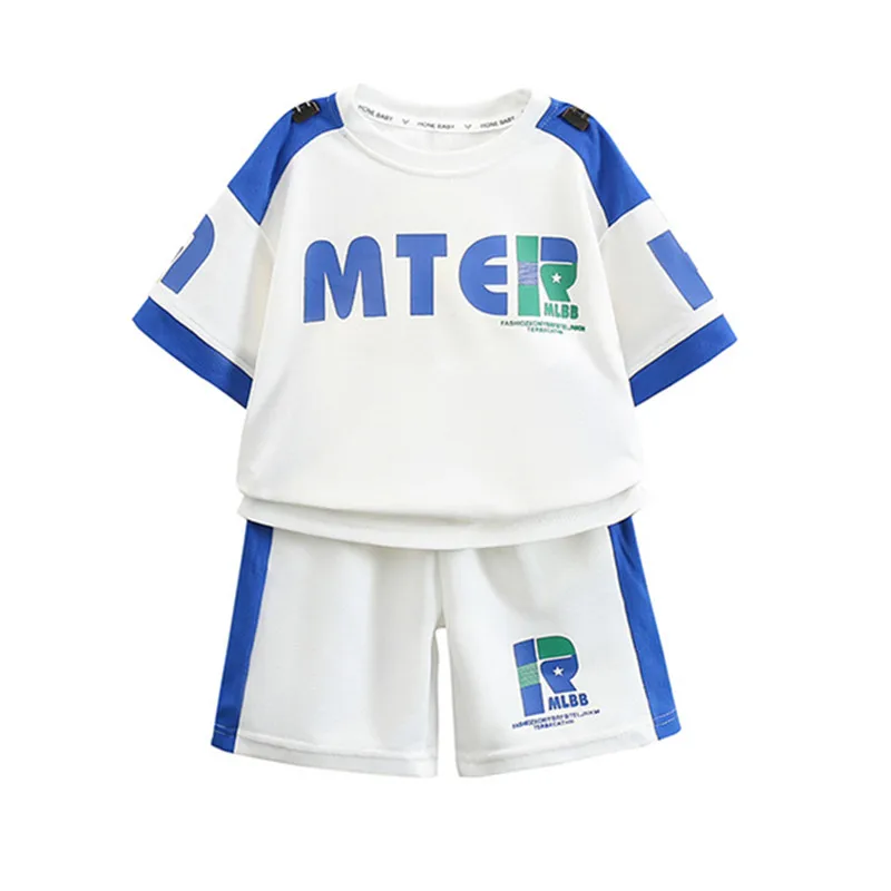 

Летние спортивные комплекты для мальчиков, повседневный костюм, модная одежда для подростков, детские футболки + шорты, 2 шт./компл., детский удобный костюм, От 2 до 11 лет