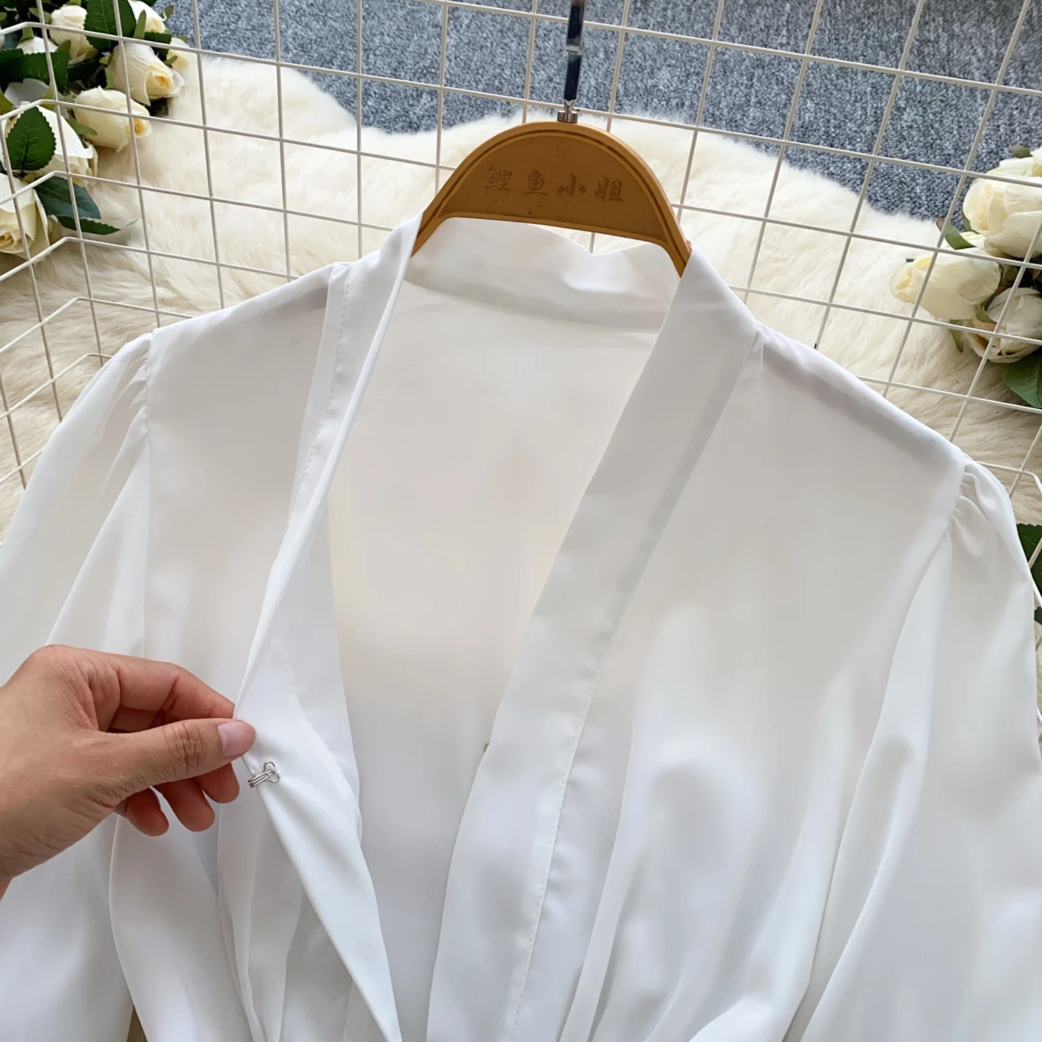 Blusa holgada de manga larga con manga acampanada Vintage, moda coreana, camisa sexi de oficina para mujer, Blusa para mujer