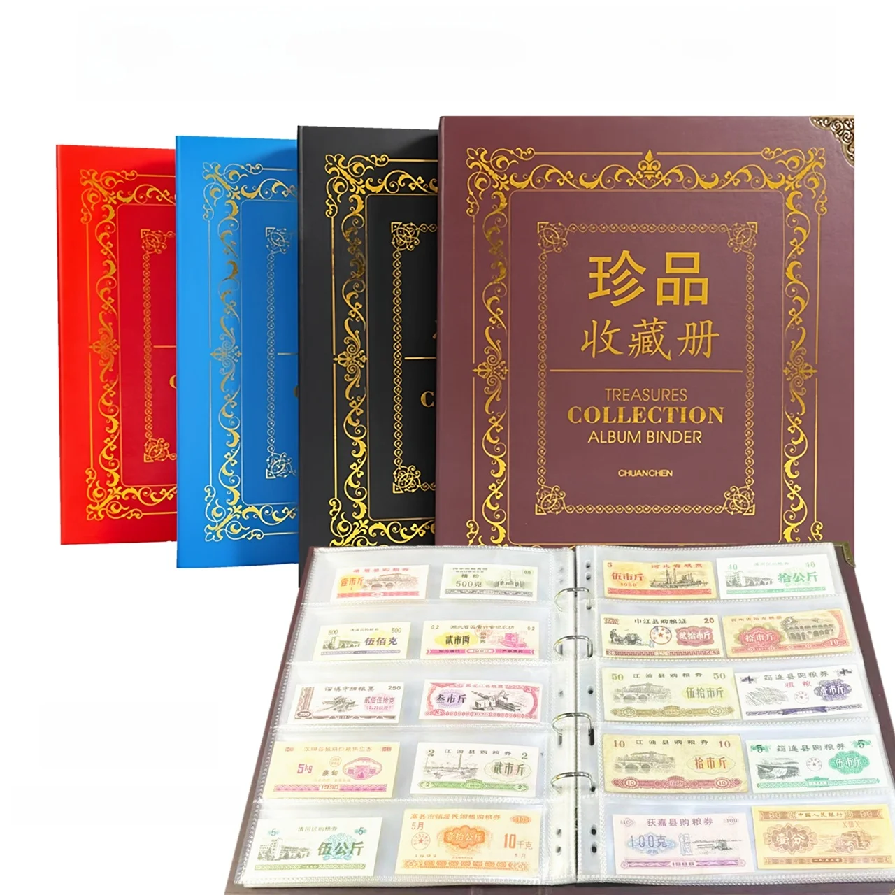 Álbum de Monedas Coleccionables, Libro Pequeño para Guardar Billetes, Libro de Raciones de Grano, Libro de Boletos de Tela, Álbum de Monedas de 2 Fen