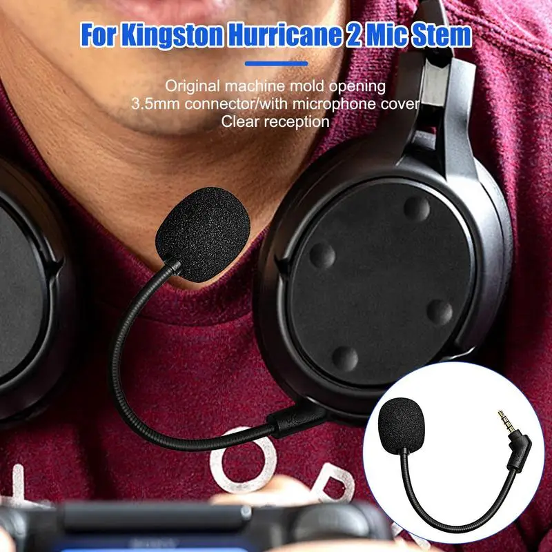 New Headset Boom Microphone Gaming Headset Mic Replacement With Noise Cancelling Kingston Hurricane2 Mic Stem Gaming Headphones