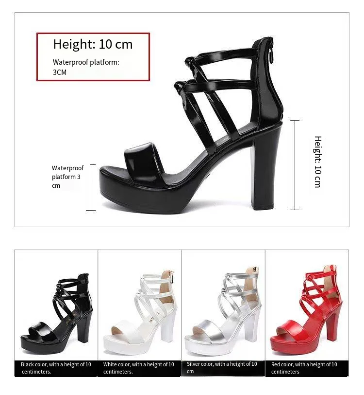 المرأة الصيف 2025 الصنادل حجم كبير 32-43 عالية الكعب منصة أحذية نسائية أسود فضي أبيض أحمر مكتب أحذية الحفلات الزفاف