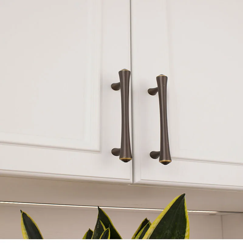 Simple New Style Furniture Hardware Bronze Door Pulls for Wardrobe Shoe Cabinet Wine Cabinet Drawer Pure Copper Handle