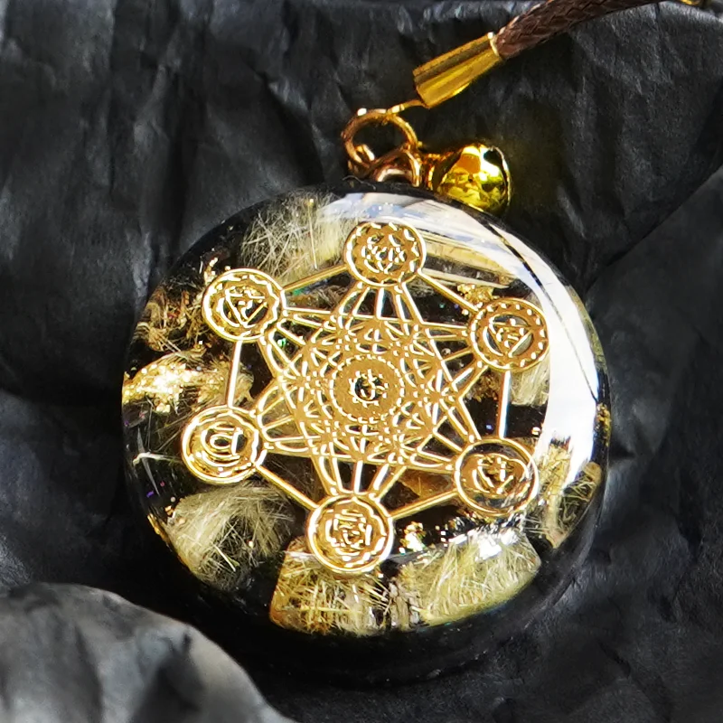 Metatron cube Orgonite Pendant Reiki Healing Energy Generator EMF Radiation Protection Necklace Jewelry with  SBB Coil