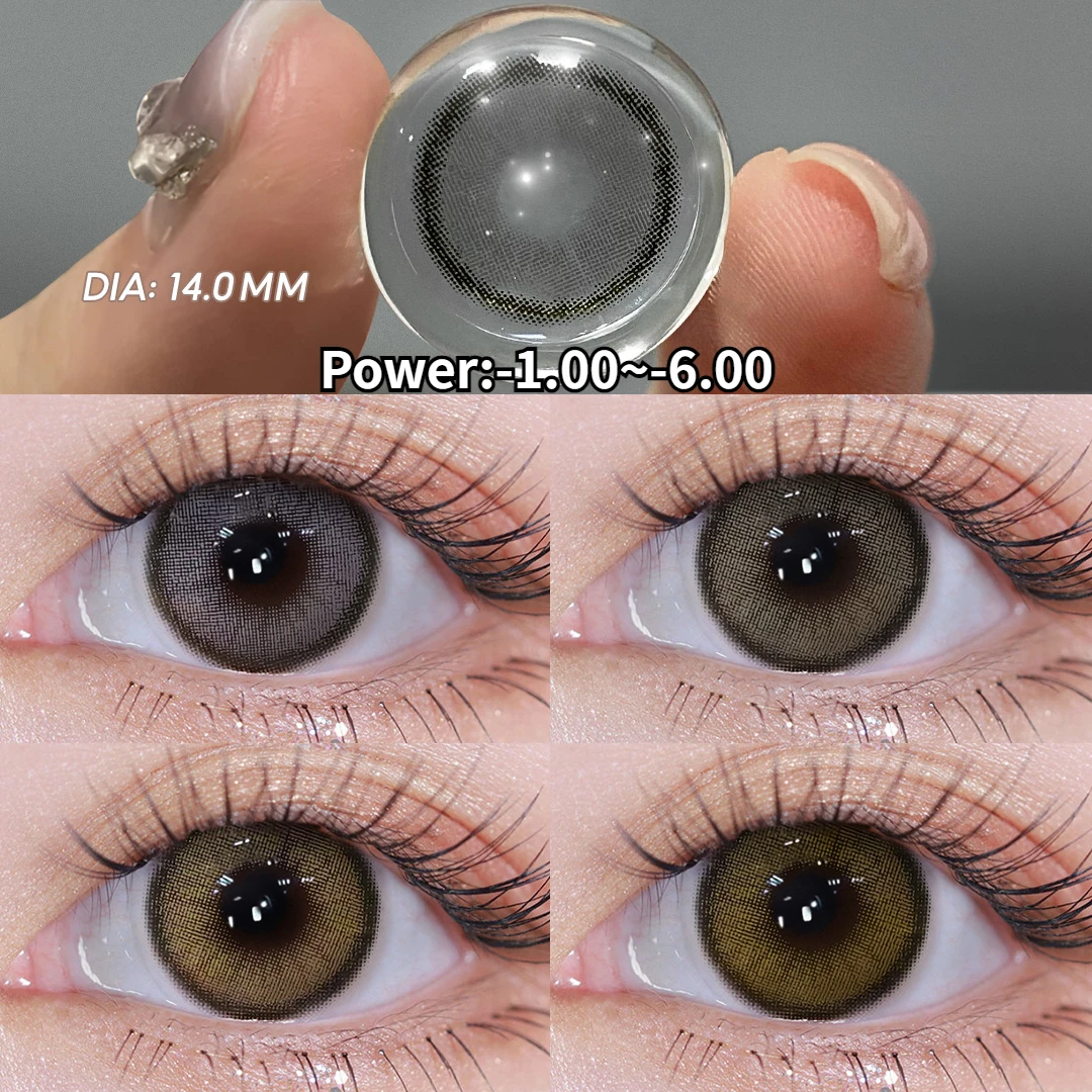 Contact Lenses with Degree 0~-6.00 Graduated Contact Lenses Brown Prescription Lenses Beauty Pupils Contacts with Diopters