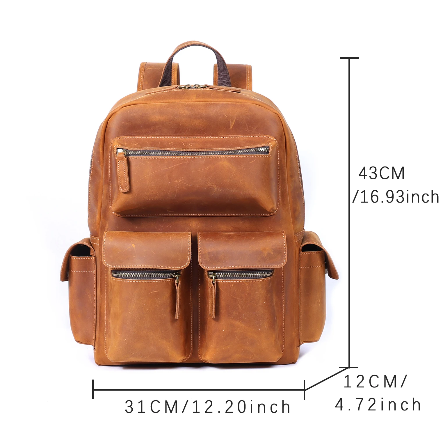 S.WORKER Vintage Echtleder Herrenrucksack Laptop-Tasche Vintage Freizeittasche Outdoor-Reise-Weekender-Tasche – Detail 3
