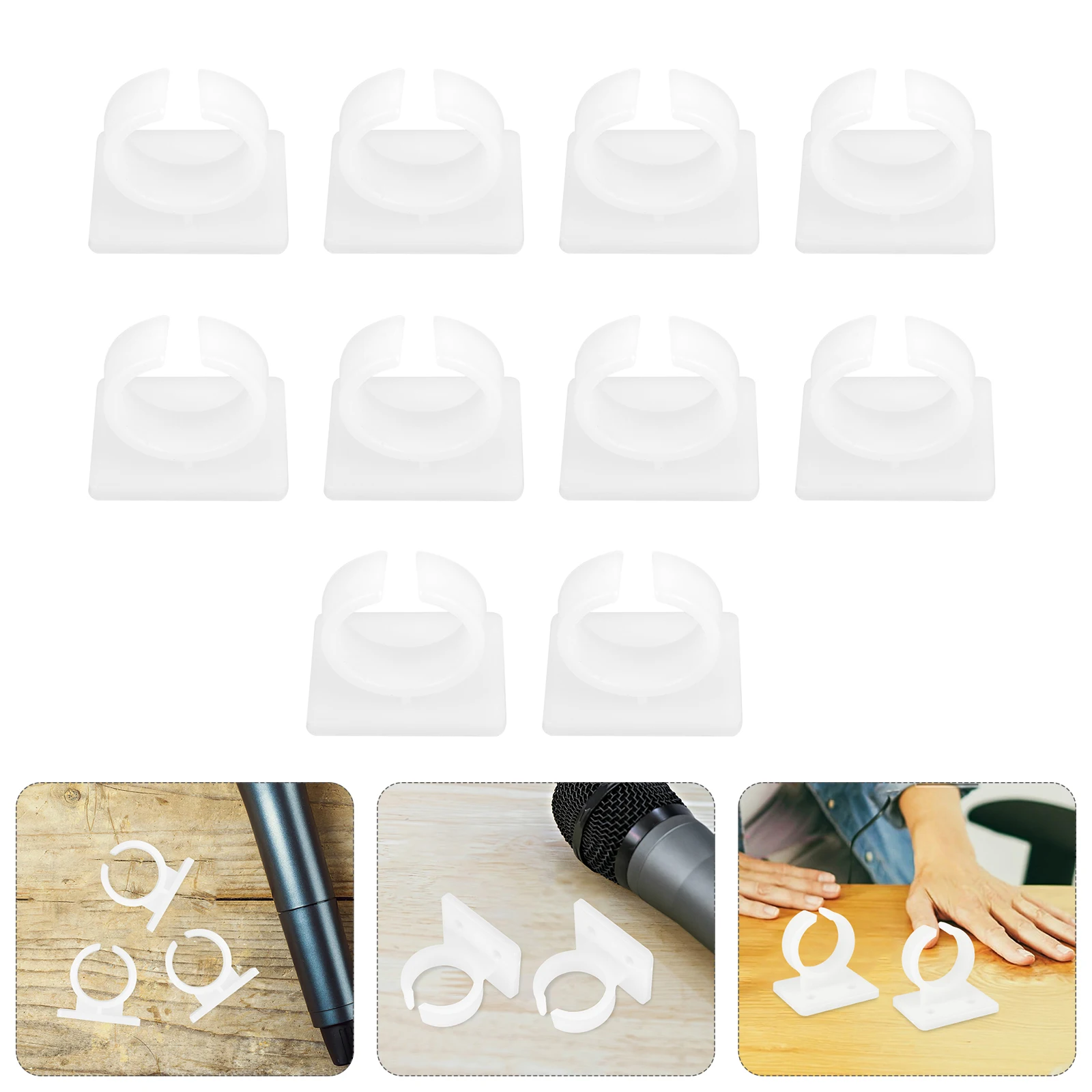 

10 Pcs Microphone Clip Clips Desktop Home Office Holder Wireless Plastic Adjustable