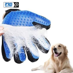 Guanto da toelettatura per cani e animali domestici pettine per gatti in Silicone guanti per capelli Deshedding forniture per la pulizia del bagno per cani pettini per animali di PROSTORMER