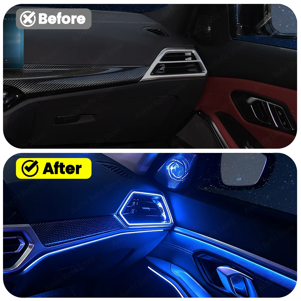 Auchi 11 Color Ambient Light LED Left And Right Ventilation Openings Ambient Light For BMW New 3/4 Series G20 G22 G26 G28 Car