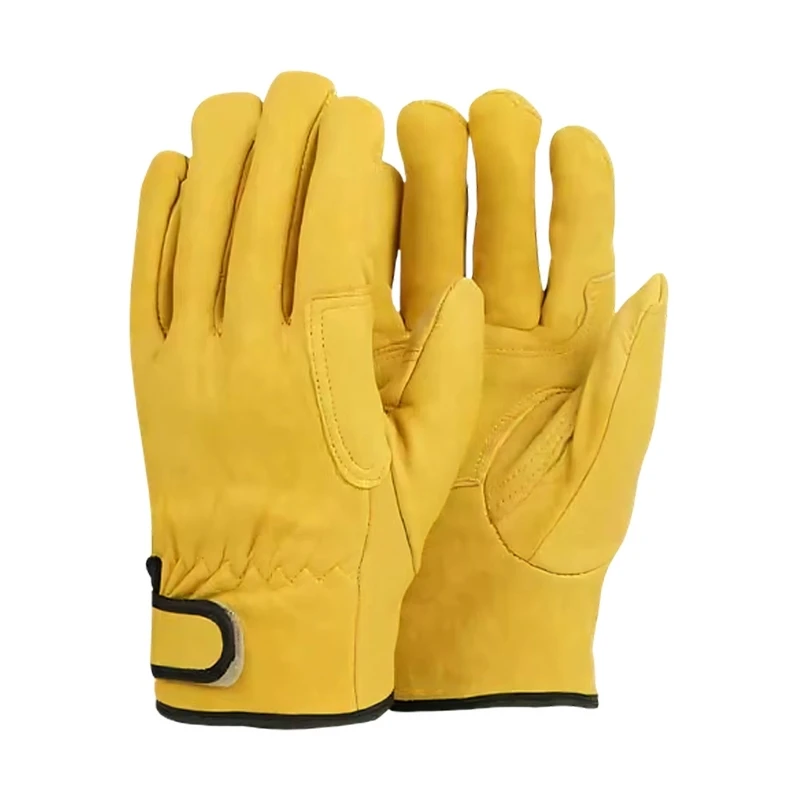 G2AC Pair Flexible Full Leather Work Gloves for High Temperature Job Protect