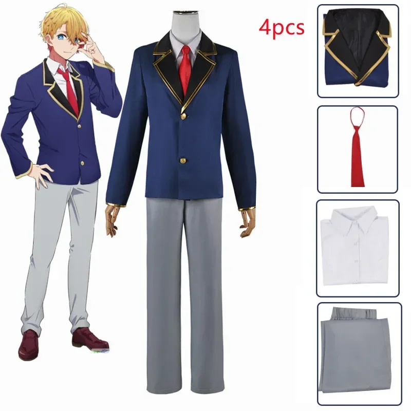 Anime Oshi No Ko Aqua Cosplay Costume Wig Hoshino Akuamarin Jacket Pants Blue Uniform Event Anime Party Boy Men Outfit Suit