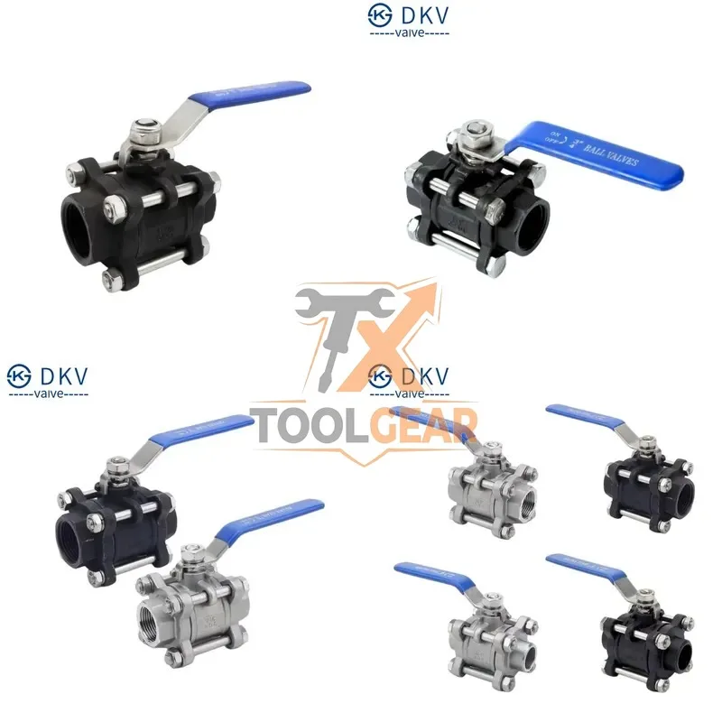 2026China*Factory* DKV Cast Steel Three-Piece Carbon Steel Ball Valve 1000WOG BSP NPT Threaded WCB Forged Steel 3PC Manual