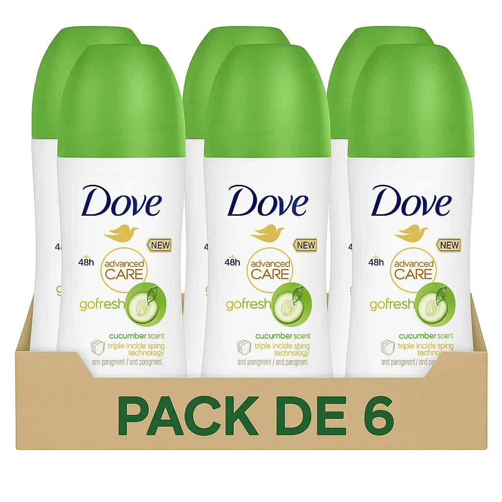 Dove Advanced Care Desodorante Mujer Roll-On 48h Sin Alcohol – Pack 6 × 50 ml