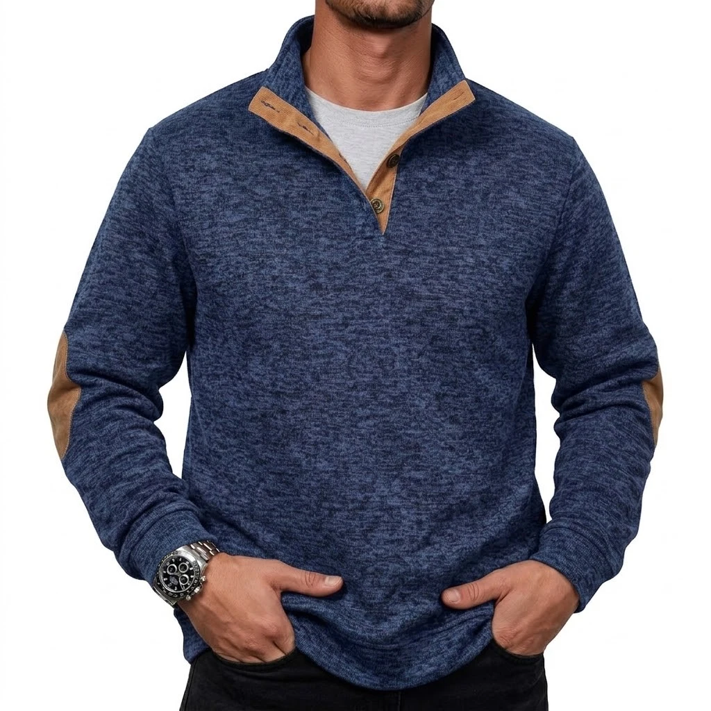Herren-Sweatshirt mit Stehkragen und Knöpfen, Langarm, Thermo-Pullover, Hoodie, Herbst, Casual, Mock-Neck-Jacke, Sportoberteil – Detail 12