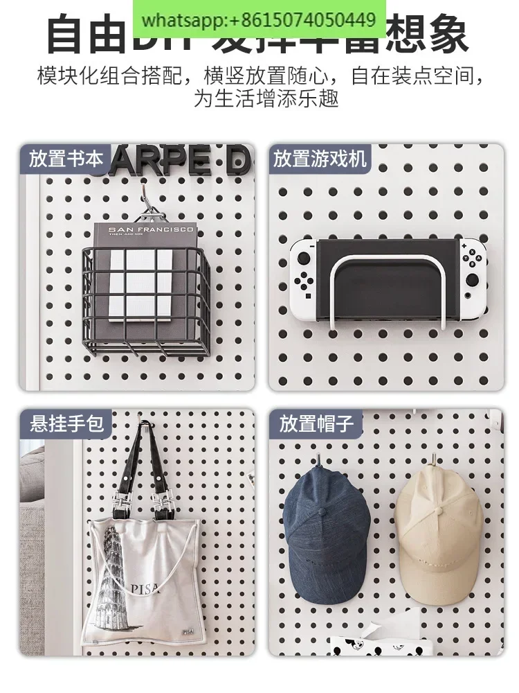 원형 구멍 보드 벽 선반 스테인리스 스틸 디스플레이 보관함 쥬얼리 하드웨어 도구 범용 벽걸이 보드