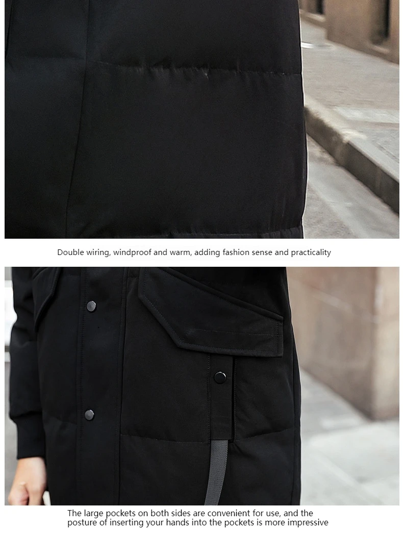 2024 Winter neuer modischer Kapuzenpullover, locker, verdickt, winddicht und kältebeständig, warme Daunenjacke, tägliche lässige Baumwolljacke – Detail 14