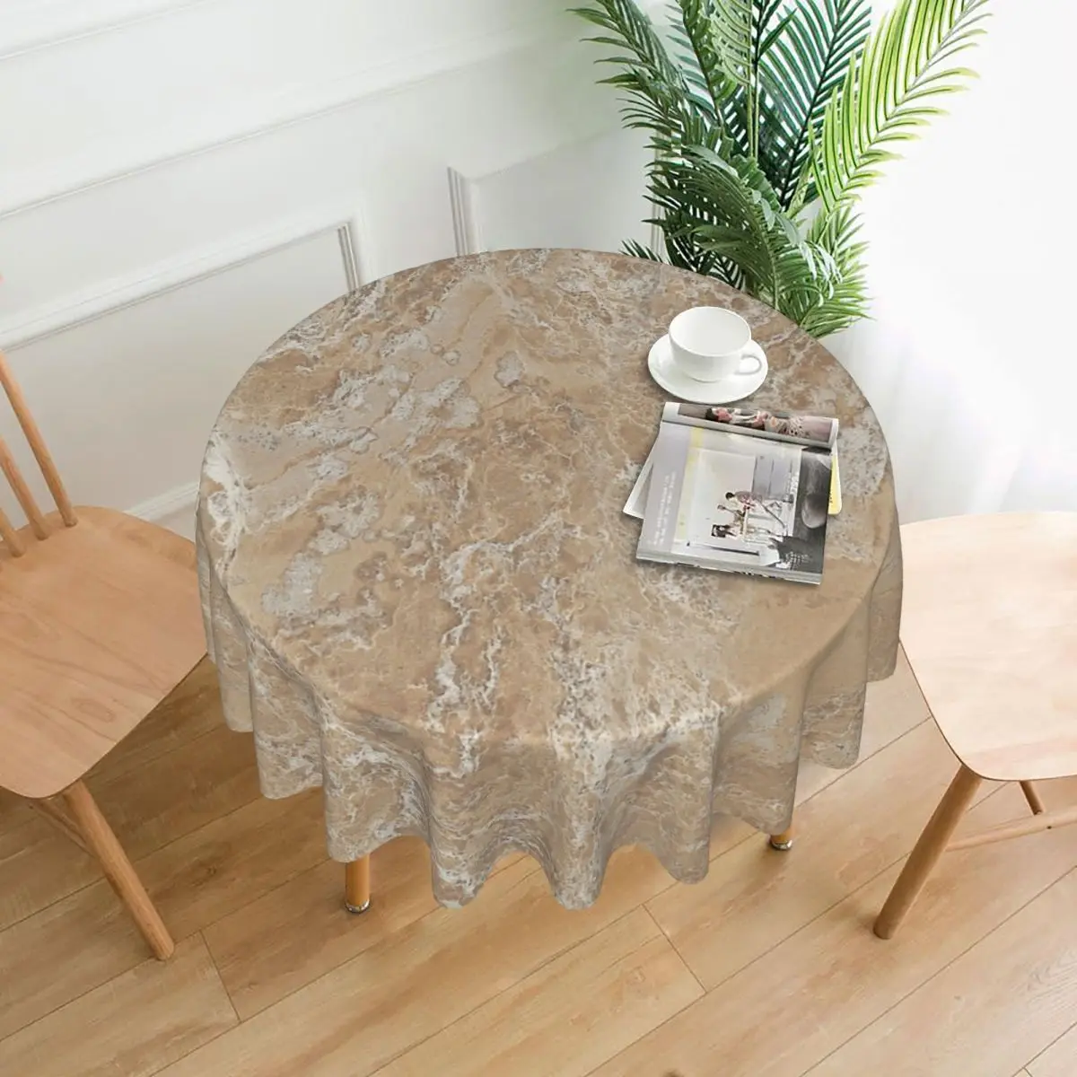 

Abstract Contemporary Cream Beige Sand Stone Granite Marble Waterproof Round Tablecloth Oilproof Table Cloth Table Cover