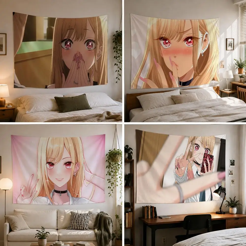 My D-Dress Up Darling Tapestry Custom Living Bedroom Party Dormitory Interior Wall Bohemian Decoration Attached Clip