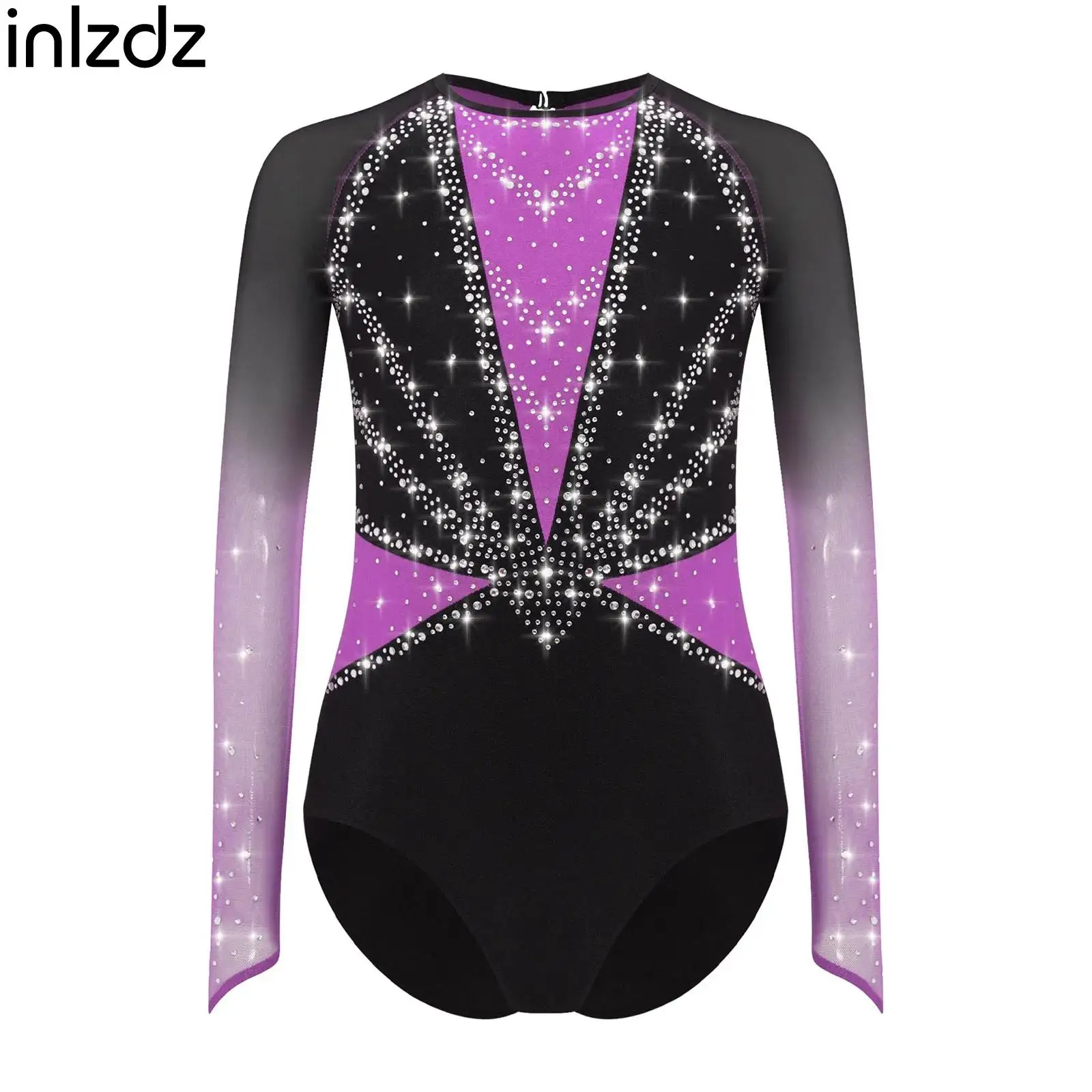 

Sparkly Rhinestones Ballet Gymnastics Leotard for Girls Kids Acrobatics Figure Skating Dance Stage Performance Costume Dancewear