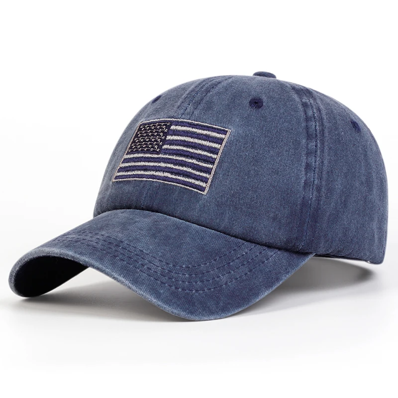 Unisex American Flag Embroidery Wash Baseball Caps Spring and Autumn Outdoor Adjustable Casual Hats Sunscreen Hat