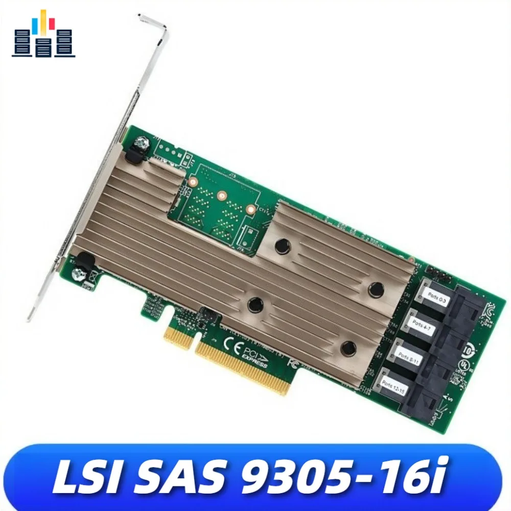 LSI 9305-16i SATA SAS HBA Controller PCIe X8 12Gbps IT Mode Includes 4 Cables for Server Storage