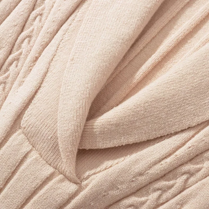 Saia Envolvente Feminina de Tricô com Decote em V, Ajuste Slim, Camada Base para Outono/Inverno, Casual para Uso em Casa