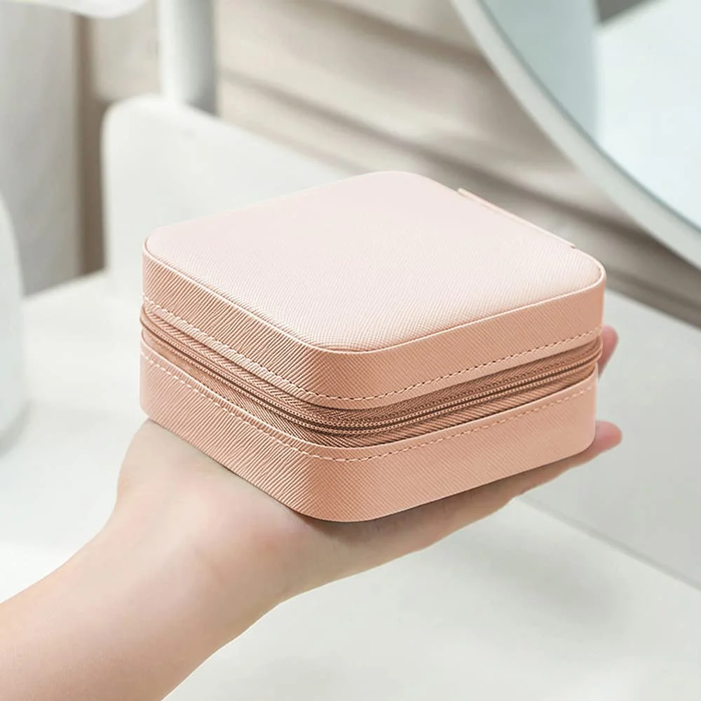 Mini Square Jewelry Box PU Leather Waterproof Jewels Boxes Device Love Series Minimalist Women's Simplicity Jewel Organizer Case