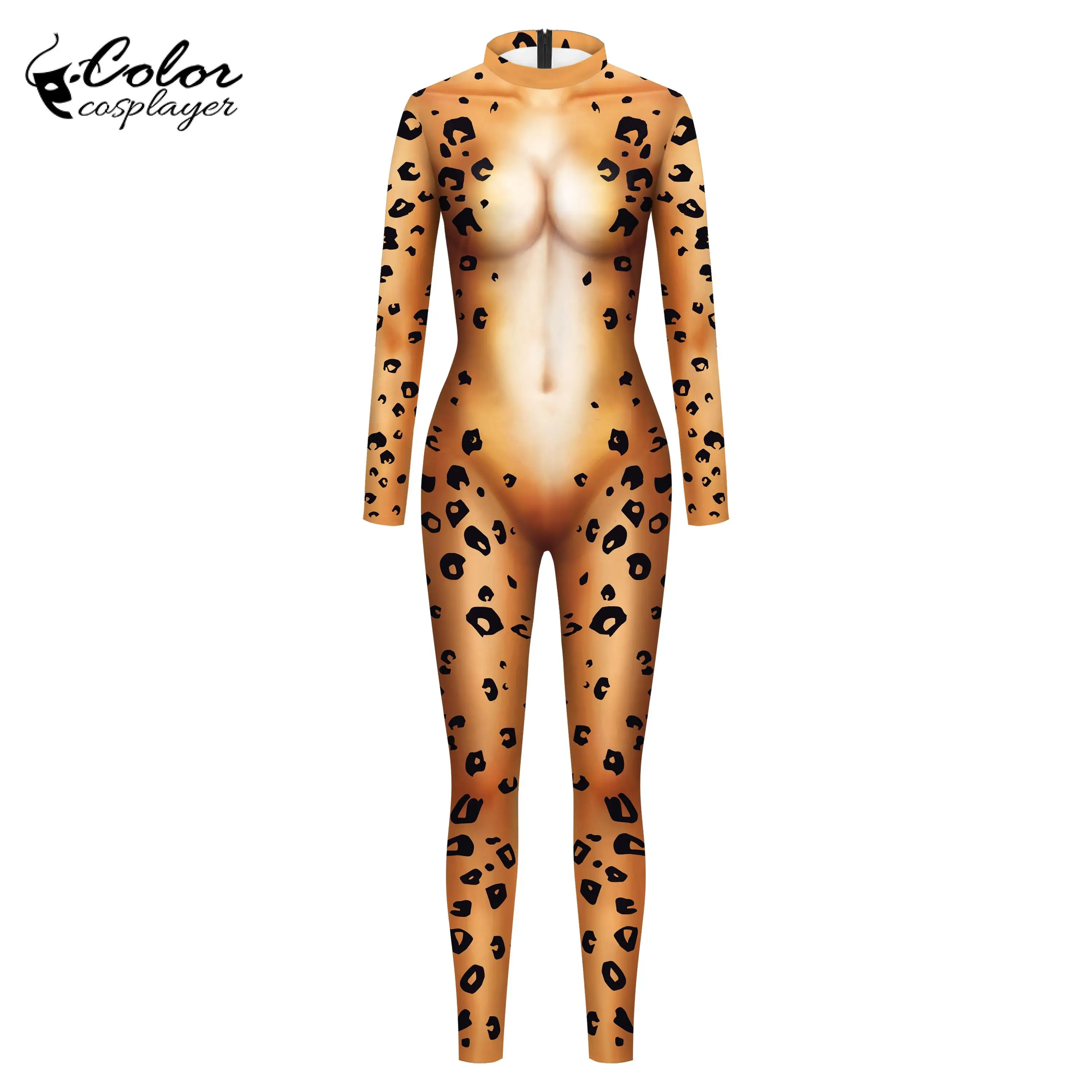 Color Cosplayer Beast Cosplay Jumpsuit Animal Animal Skin Texture Costume Women Bodysuit Adult Catsuit Halloween Sex Body Suit