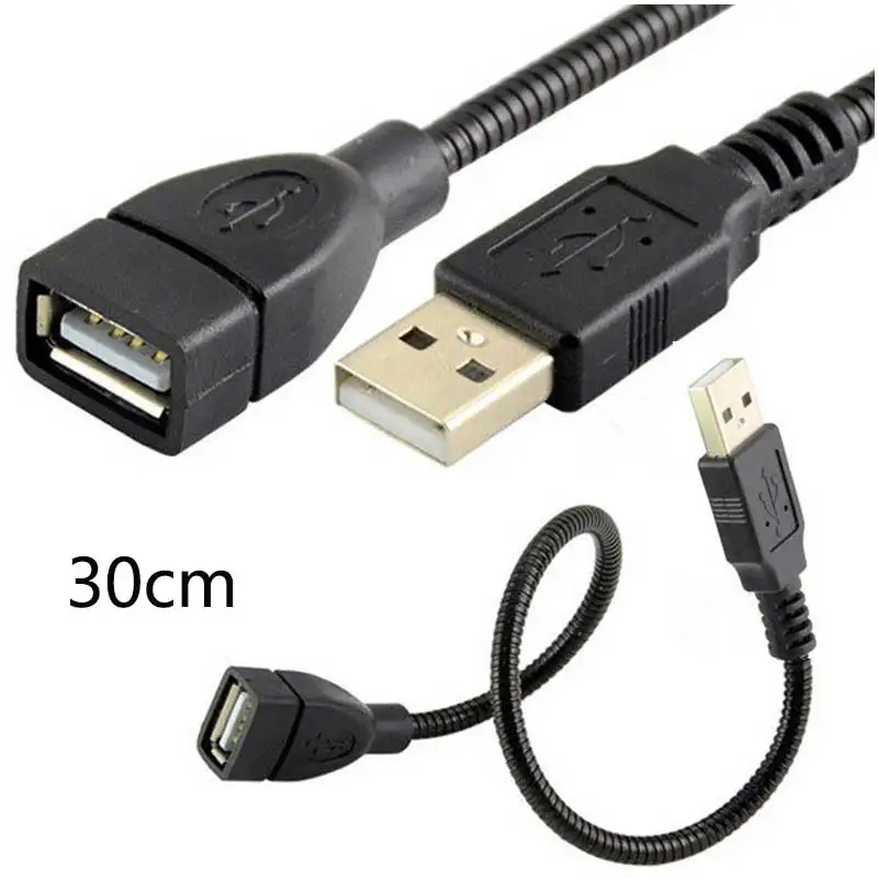 New USB Extension Cable 1pcs Purple USB 2.0 A Male Plug To A Female Jack Extension Flexible Metal Stand Cable 15cm/30cm