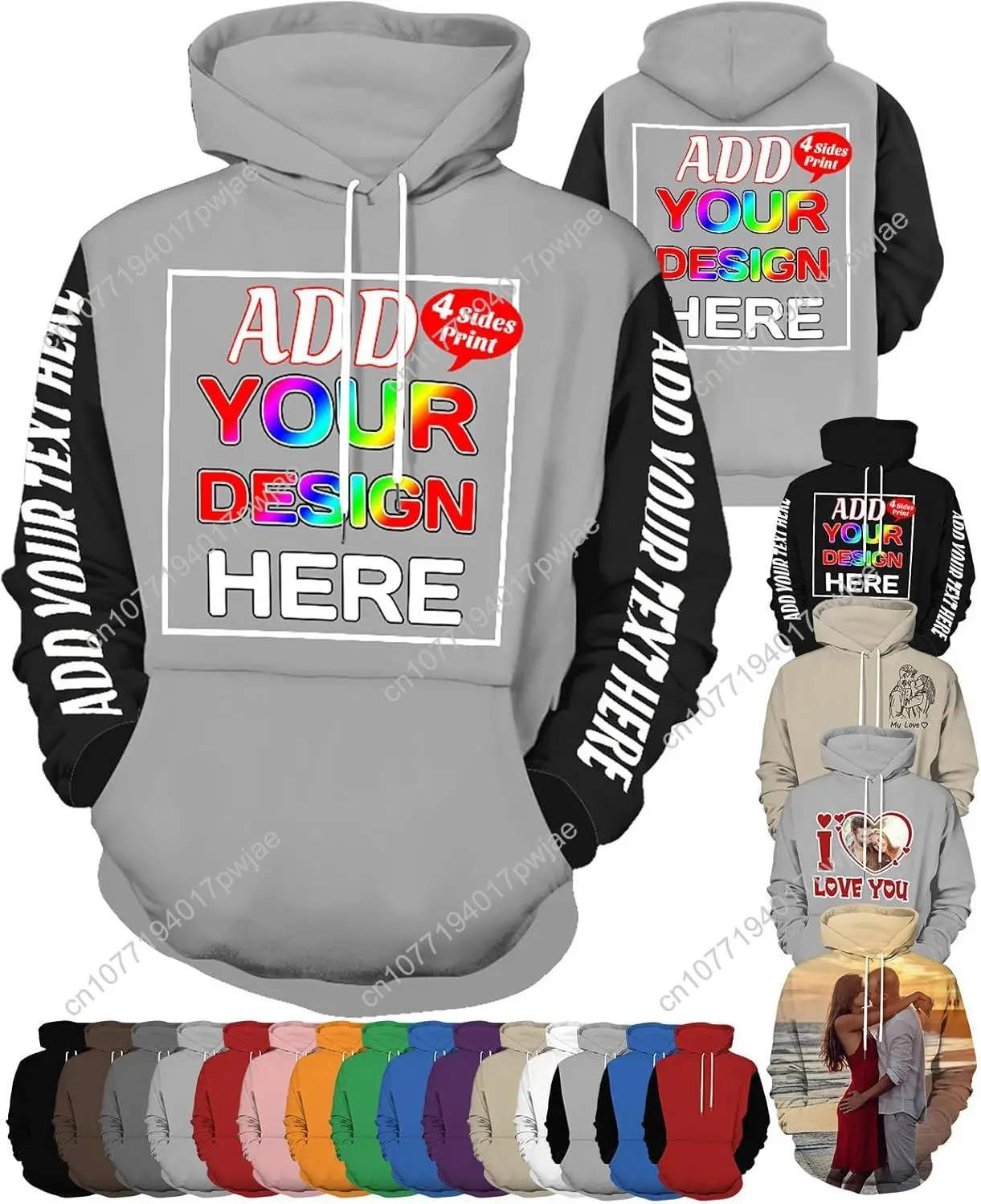 

Custom Hoodie Design Your Own Picture Text for Men Women Customized Couples Gifts