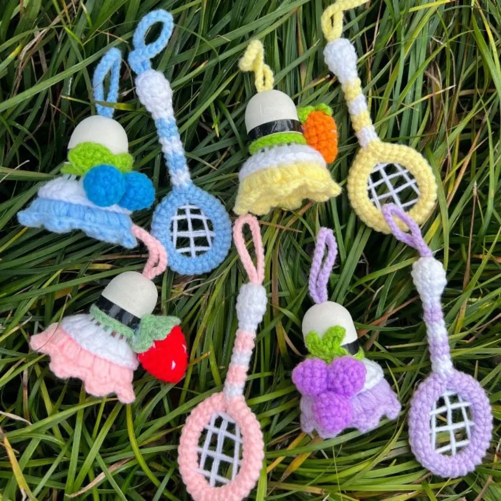 Wool Making Crocheted Badminton Pendant Material Package With Instructions Badminton Keychain Handmade Bag Hanging