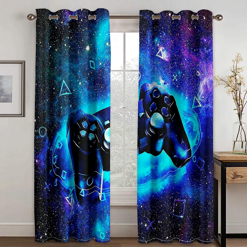 3D E-Sports Gamepad Game Controller Video Boy Kids Child Winodw Drape Curtains Set for Living Room Bedroom 2 Pieces Free Shiping