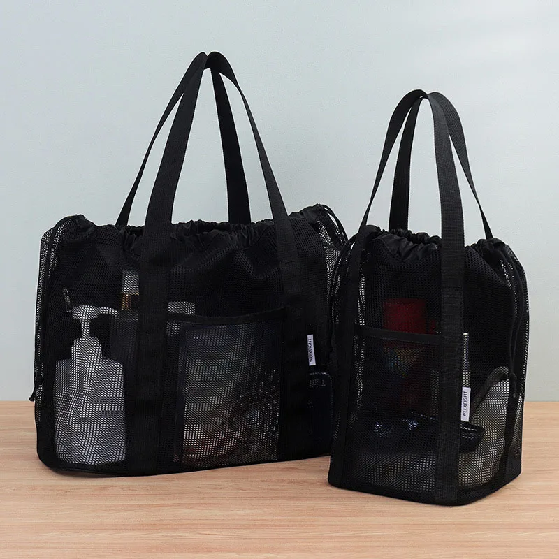 Large Capacity Beach Bag Drainage Cosmetic Storage Bathing Bag Toiletry Makeup Bag Children's Coastal Mesh Wash Tote Bag