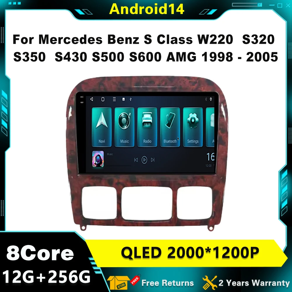 

Android 14 Car Playe For Mercedes Benz S Class W220 S320 S350 S430 S500 S600 1998 - 2005 Multimedia Player GPS WIFI 4G DVD DSP