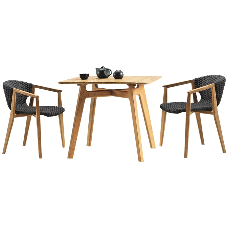 #Hotel Villa Swimming Pool Teak Tables And Chairs Resorts Restaurant High End Wooden Table Patio Garden Rope Weaving Dining Chai