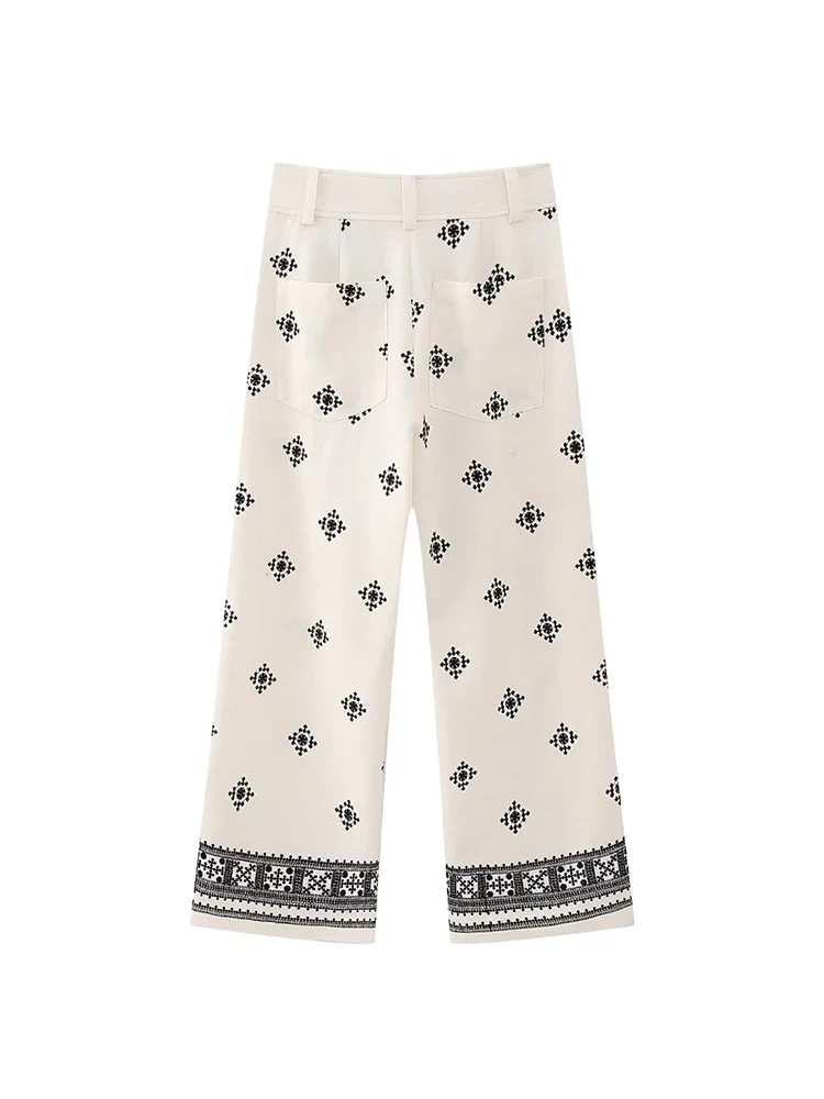 Vintage Women Loose Boho Linen Pants 2023 Summer Fashion Ladies Vocation Soft Embroidery Trousers Female Casual Bottoms Chic