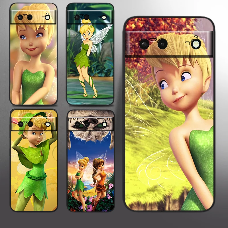 Tinker Bell Disney Design For Google Pixel 9 8 7A 7 6A 6 5A 5 4 4A XL 5G Black Silicon Shockproof Shell Funda Phone Case