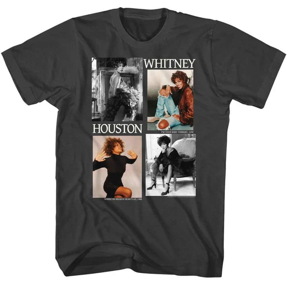 

Whitney Houston Picture Blocks Smoke Adult T-Shirt Summer Men's and Women's Loose and Breathable T-shirt Top