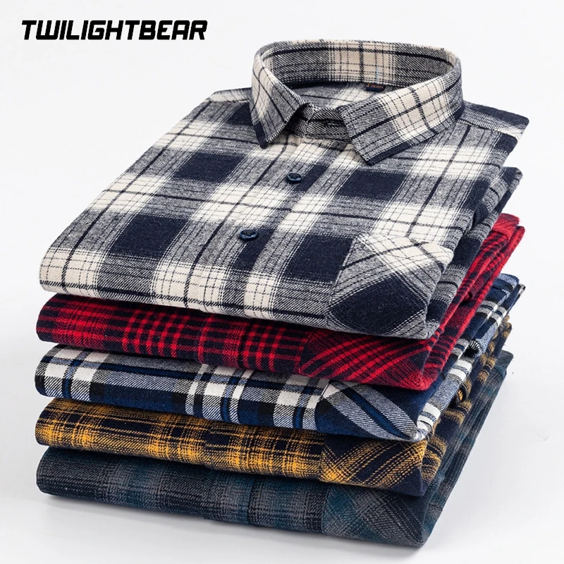 High Quality Men's Shirt 100% Cotton England Plaid Shirt Loose Plus Size Casual Shirt Men Clothing Leisure Blouse 39-46 A2FGX1