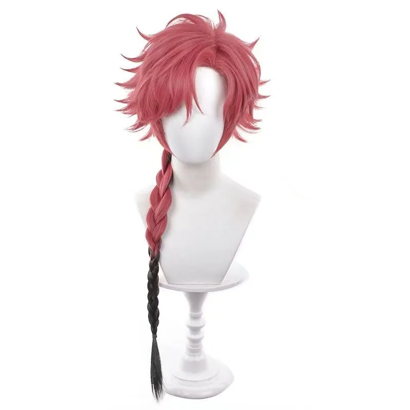 1 pièce rose-noir dégradé pâte frite torsions tresse boucle inversée postiche courte ondulée-veine Anime personnage perruque