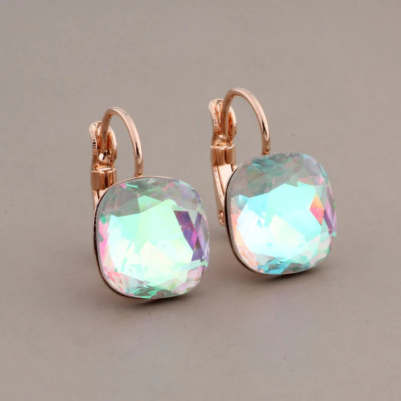 New Unique Glass Drop Earrings for Women Fashion 585 Rose Gold Color Bridal Elegant Wedding Daily Fashion Earrings 2024 Luxury
