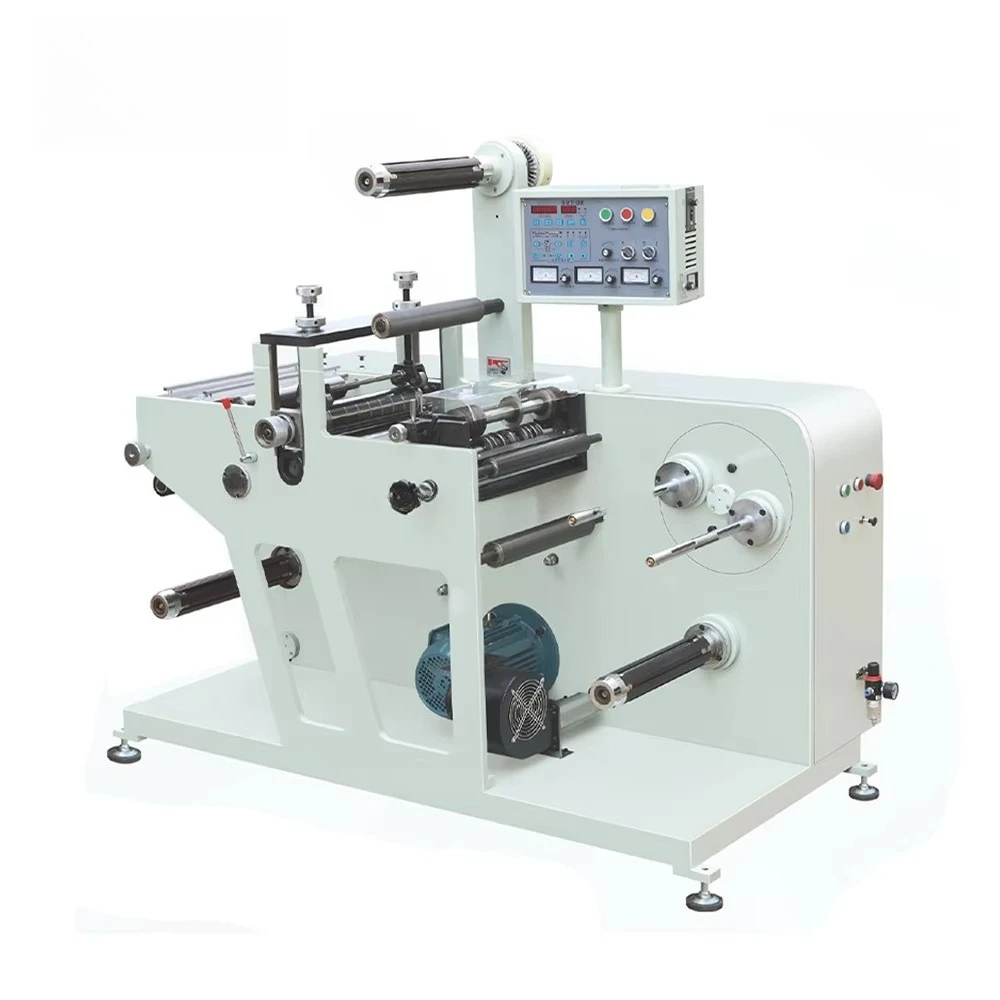 Cheaper thermal paper label slitter rotary die cutter with turret rewinder, CE certified