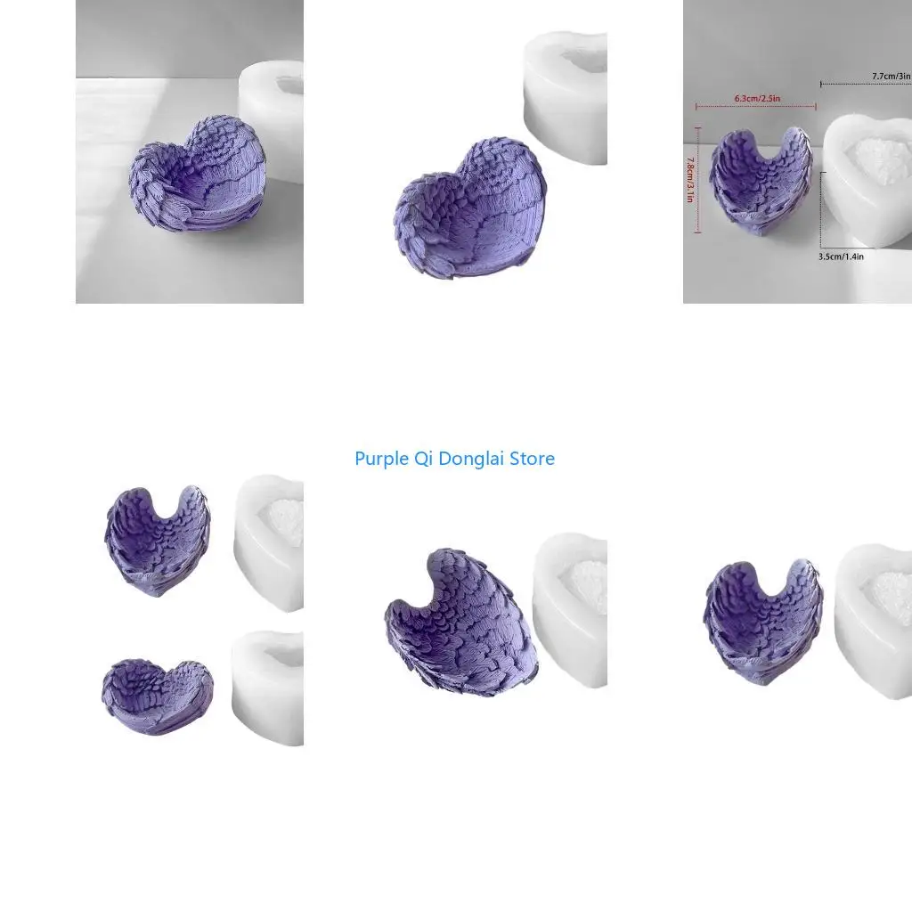 L21E Unique Heart Angel Wing Silicone Mold Versatile Moulds for DIY Craft Enthusiast
