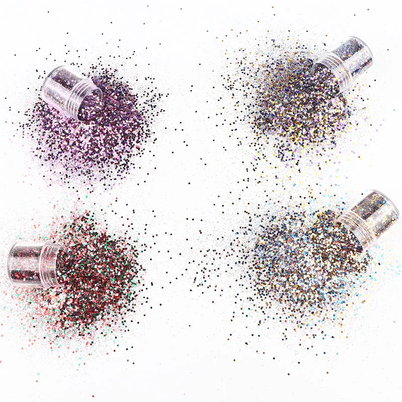 1 Bottle of Nail Polish Glitter Powder Christmas Mix Series 3D Nail Polish Glitter Holographic Pigment Powder Sequin Set 10Ml