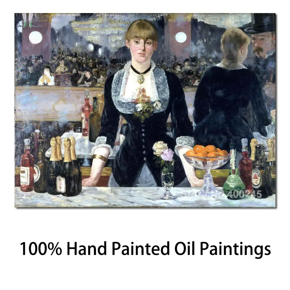 

Hand Painted Modern Art on Canvas Bar at The Folies Bergeres Edouard Manet Painting for Living Room Decoration High Quality